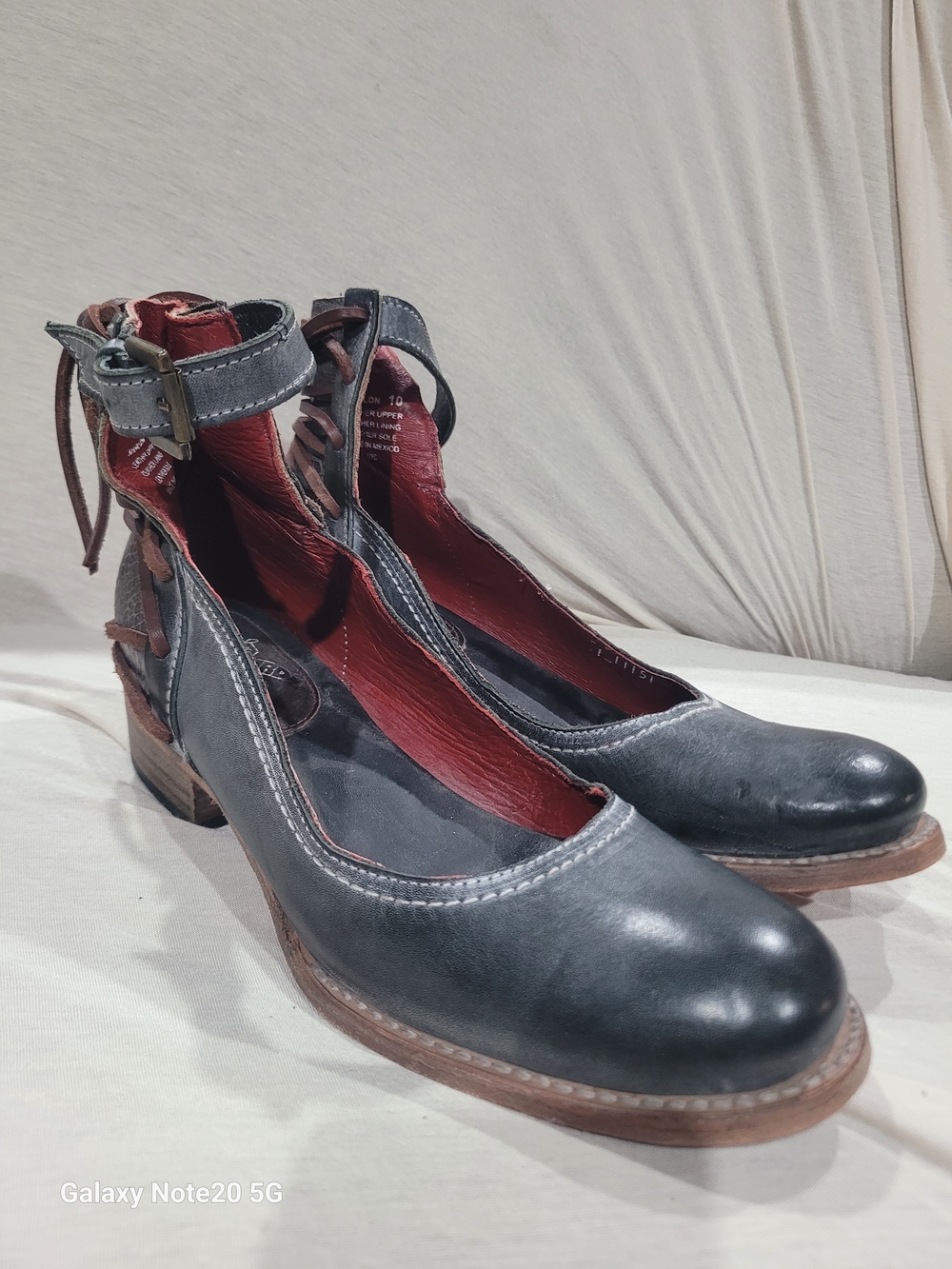 FREEBIRD by Steven Marlon Charcoal Leather Ankle Wrap Shoes Sz 10